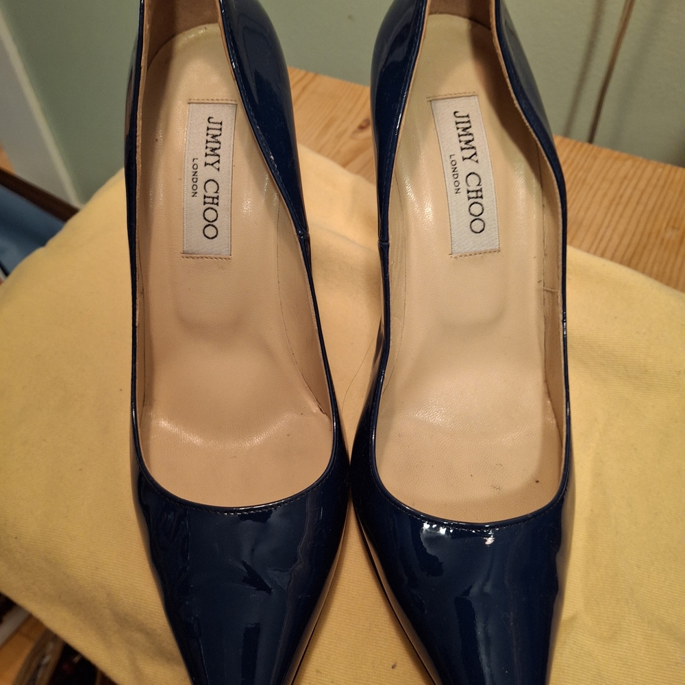 Jimmy Choo Dark Blue Patent Heels